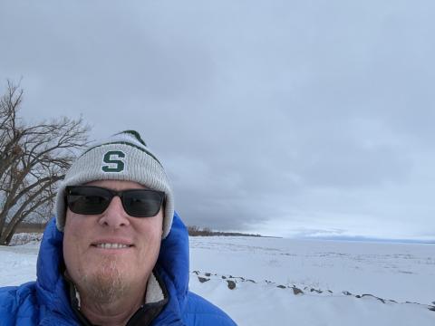 Daniel Patterson with Michigan snow